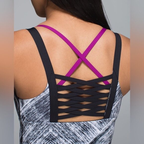 Lululemon Hot To Street Tank Top Heat Wave White Black Black Regal Plum Size  4 - Picture 7 of 12